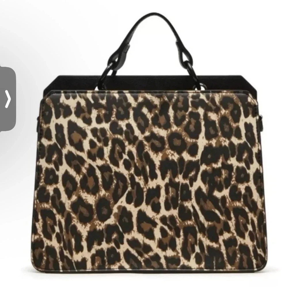 NWT STEVE MADDEN Bevelyn LEOPARD SATCHEL CROSSBODY BAG Black RHINESTONE TIKTOK‎